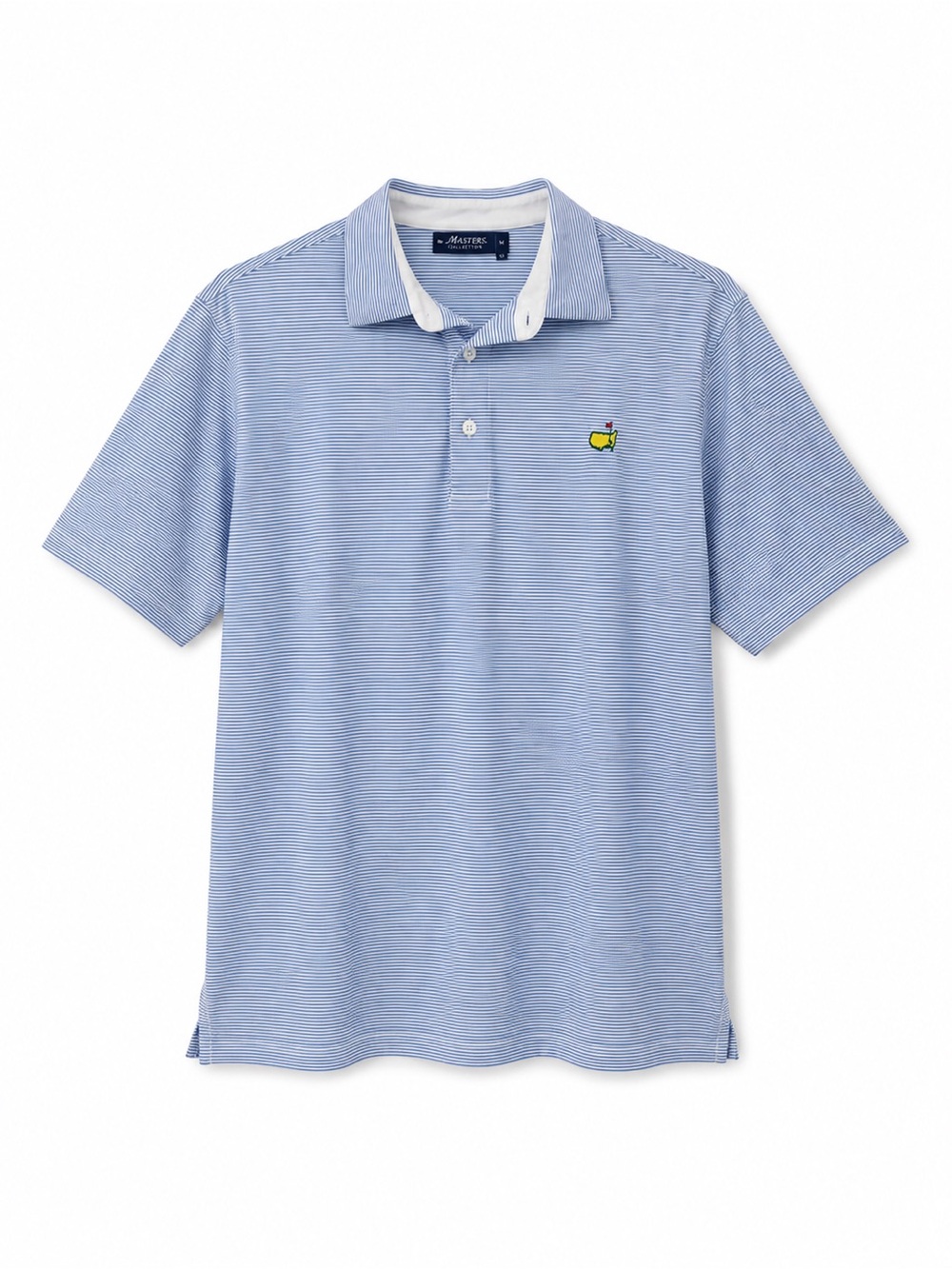 Men's Masters Light Blue Striped Polo Shirt Clubhouse Collection Medium